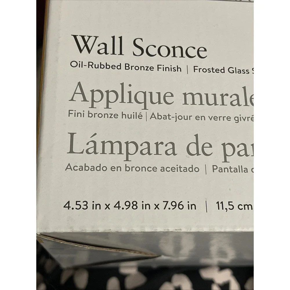 Portfolio 1-Light Oil-Rubbed Bronze Wall Sconce Light‎ w/Frosted Glass 1314216